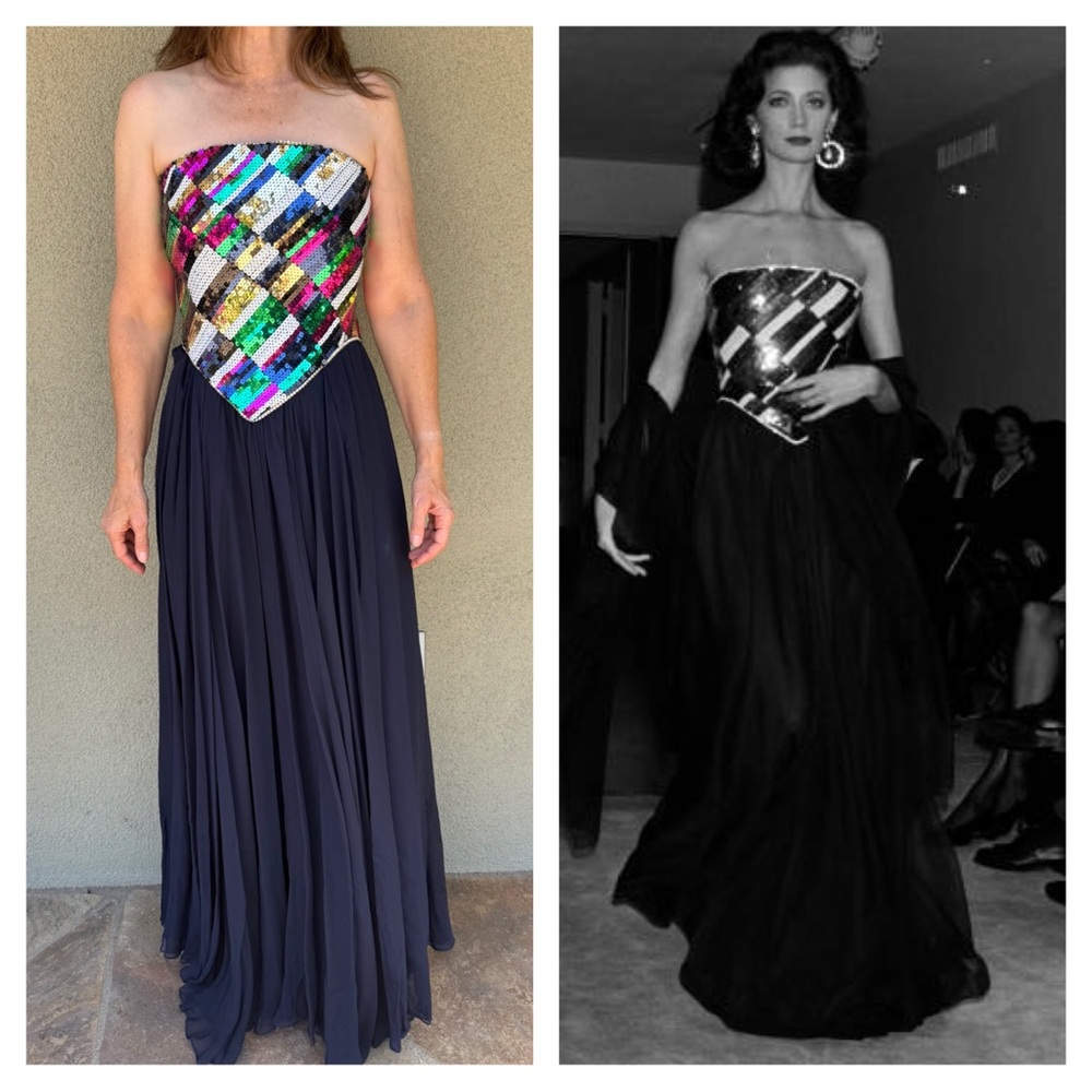 Arnold Scaasi Spring 1989 strapless evening gown